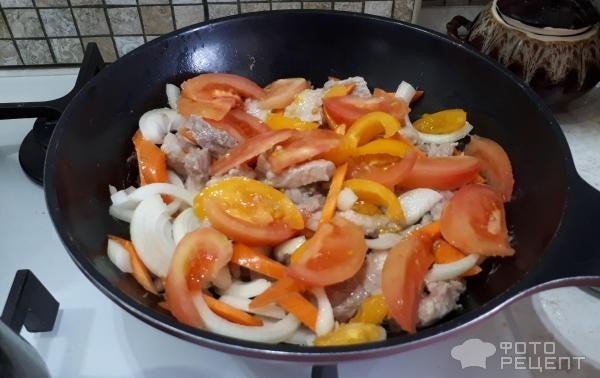 Рецепт соте из овощей с мясом на сковороде