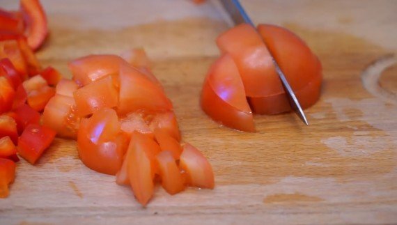 Жареные кабачки закуска с болгарским перцем помидорами